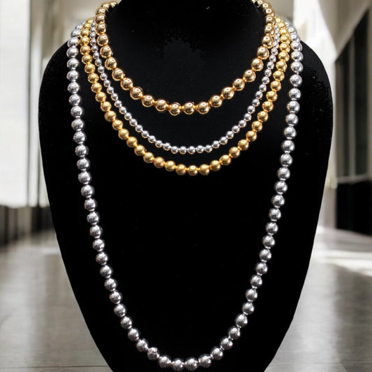 Elegant 4-Strand Silver & Gold Necklace