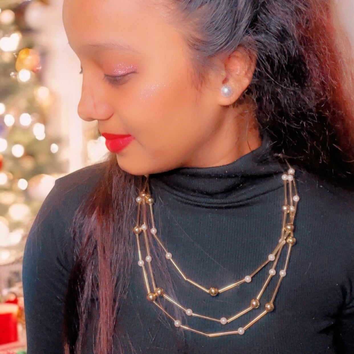 Opal Glow Gold & Pearl Necklace
