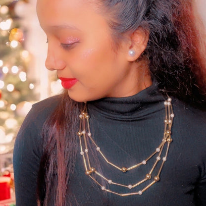 Opal Glow Gold & Pearl Necklace