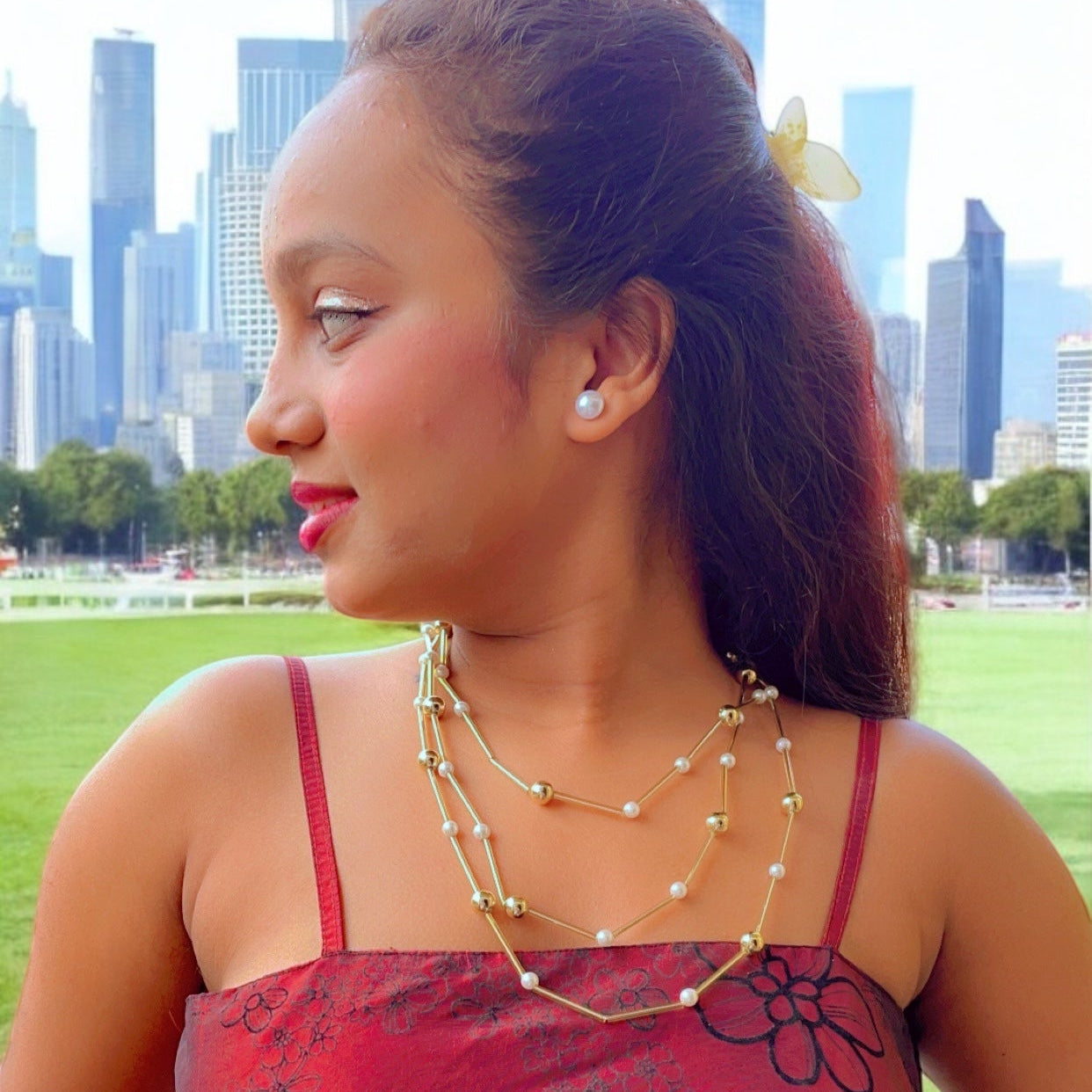 Opal Glow Gold & Pearl Necklace