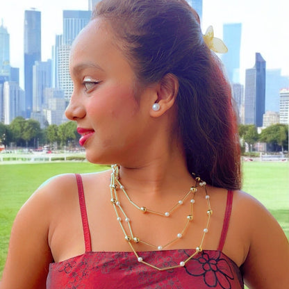 Opal Glow Gold & Pearl Necklace