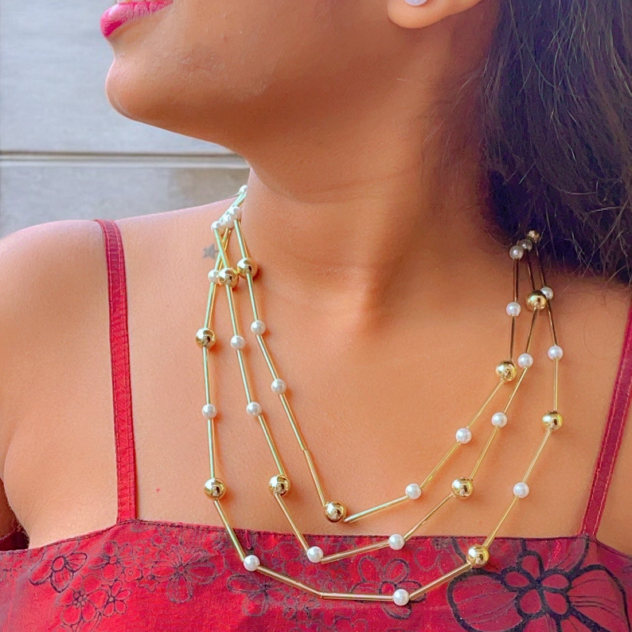Opal Glow Gold & Pearl Necklace