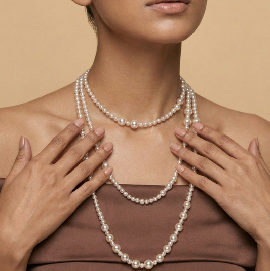 Pure Grace Long Pearl Strand Necklace