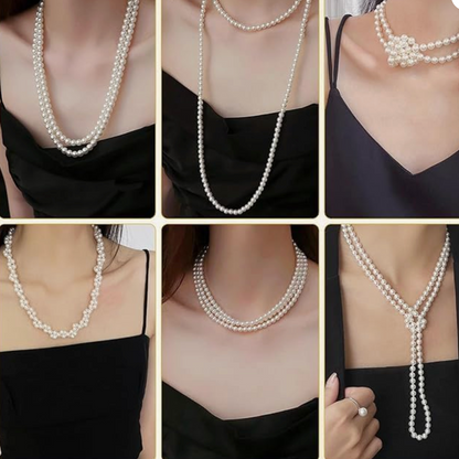 Long Pearl Strand Necklace (59 Inches) – 6-in-1 Multi Style Elegant Pearl Jewelry