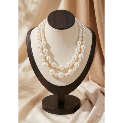 Double-Strand Cream Pearl Necklace — Anti-Tarnish Artificial Pearls | Gouri Jewel