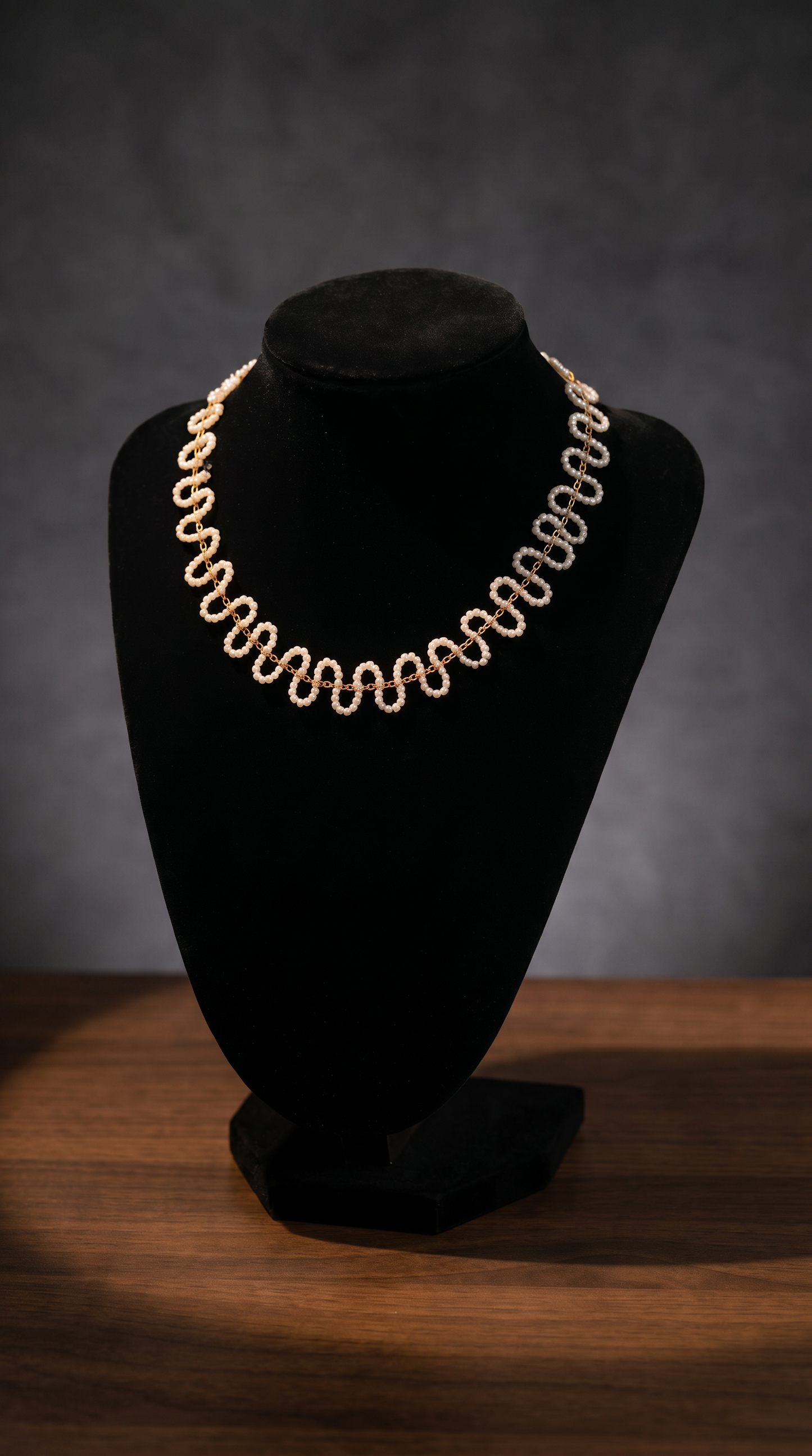 Golden Loop Pearl Strand Necklace