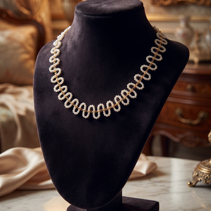 Golden Loop Pearl Strand Necklace