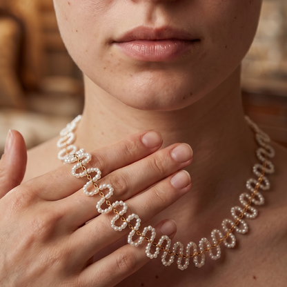 Golden Loop Pearl Strand Necklace