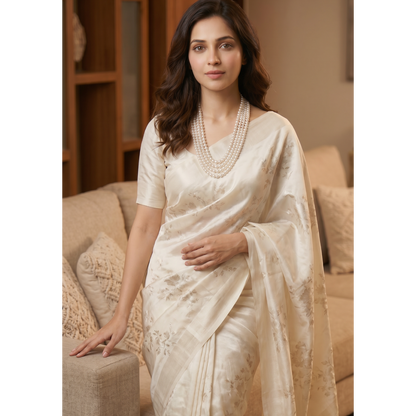 Gouri Jewel Royal Cascade(Rani Haar) — Layer White Pearl Mala Necklace | Bridal & Festive Collection"