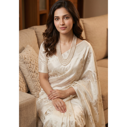 Gouri Jewel Royal Cascade(Rani Haar) — Layer White Pearl Mala Necklace | Bridal & Festive Collection"