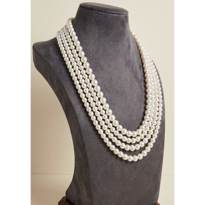 Gouri Jewel Royal Cascade(Rani Haar) — Layer White Pearl Mala Necklace | Bridal & Festive Collection"