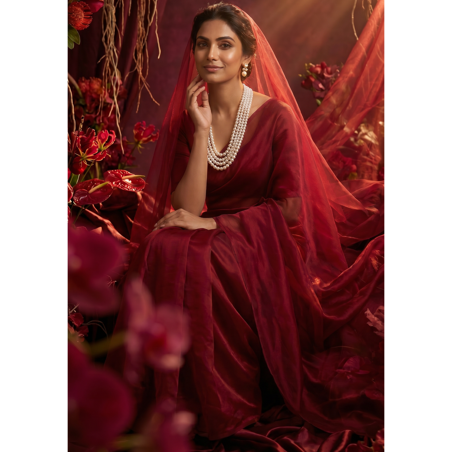 Gouri Jewel Royal Cascade(Rani Haar) — Layer White Pearl Mala Necklace | Bridal & Festive Collection"