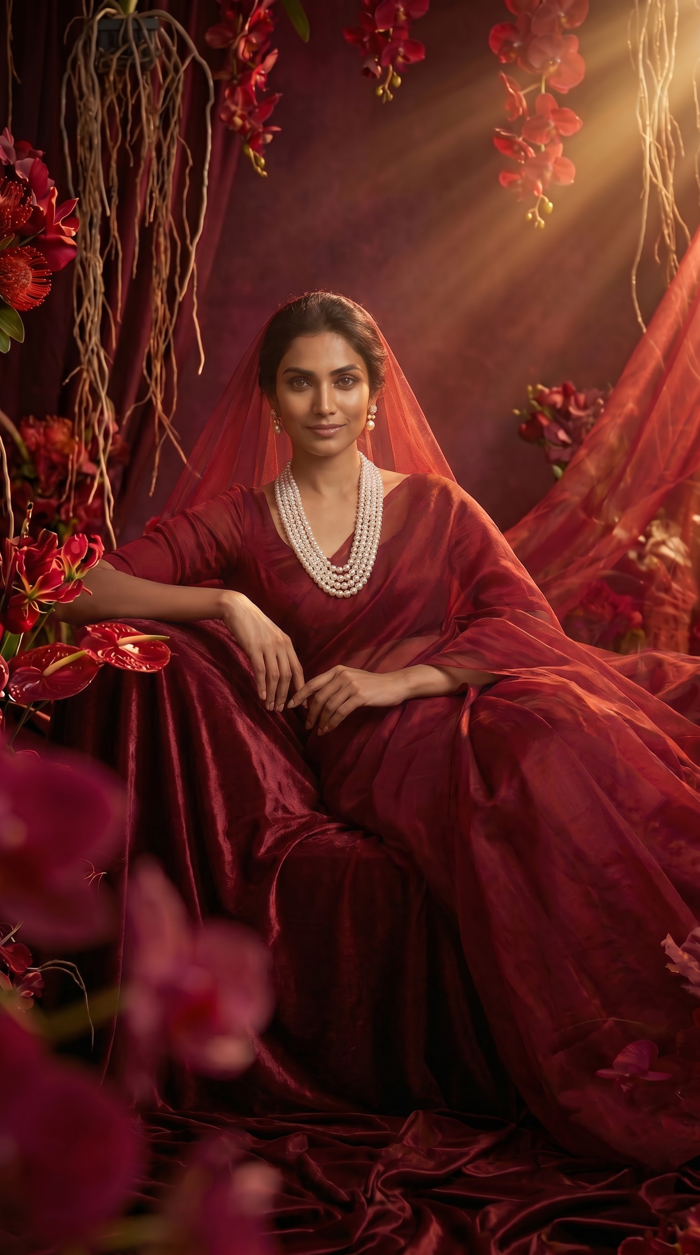 Gouri Jewel Royal Cascade(Rani Haar) — Layer White Pearl Mala Necklace | Bridal & Festive Collection"