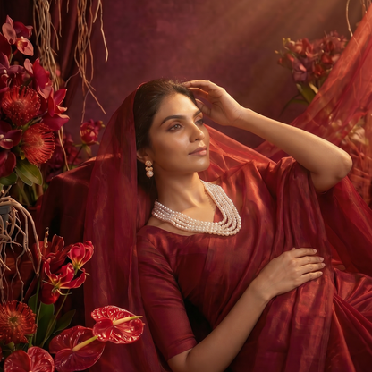 Gouri Jewel Royal Cascade(Rani Haar) — Layer White Pearl Mala Necklace | Bridal & Festive Collection"