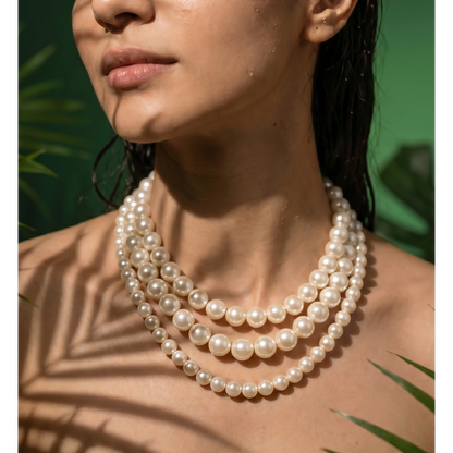Statement Triple Layer Cream Pearl Necklace 2.0