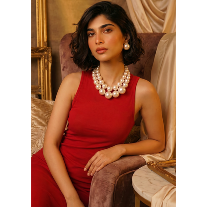 Double-Layered Graduated Pearl Choker Necklace