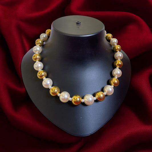 Golden Luxe Statement White & Gold Choker