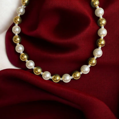 Golden Luxe Statement White & Gold Choker