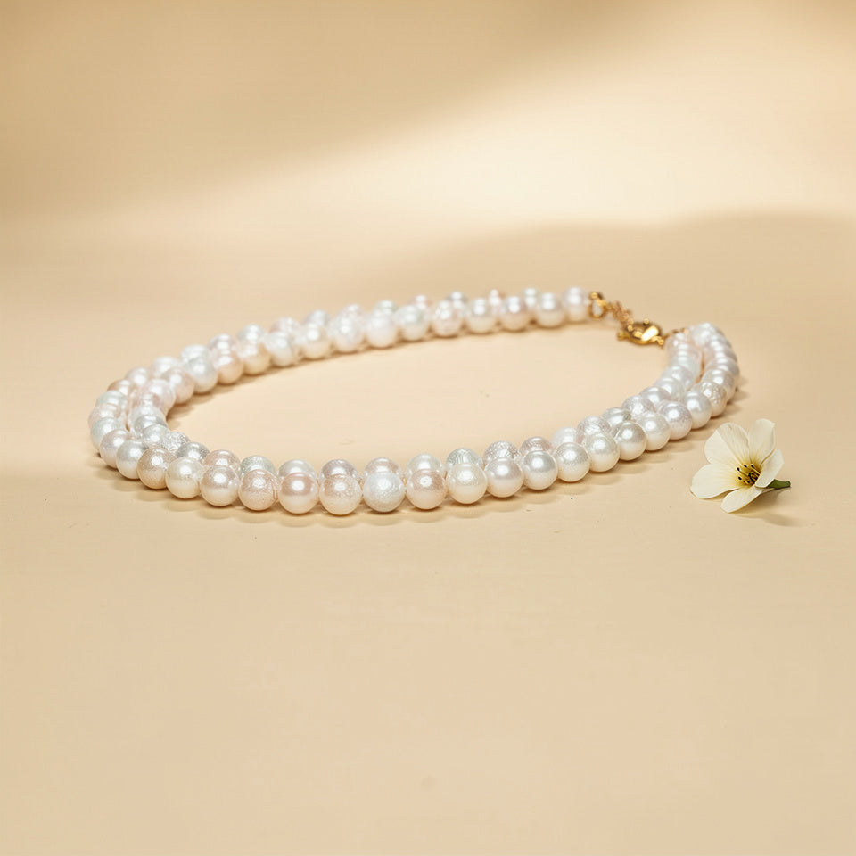 Double Grace Two-Strand White Pearl Necklace