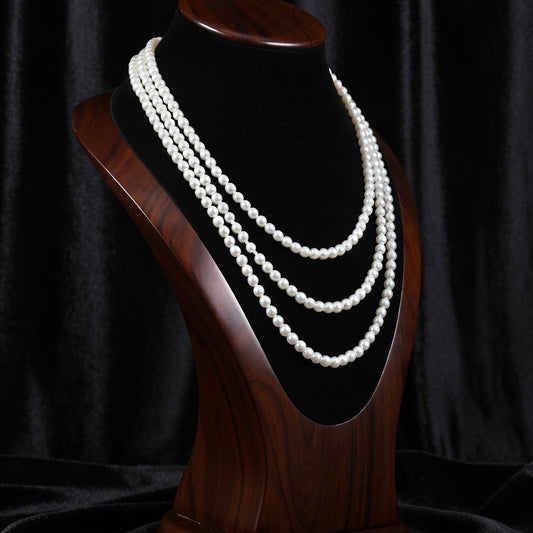 Triple Layer Artificial Pearl Necklace for Women