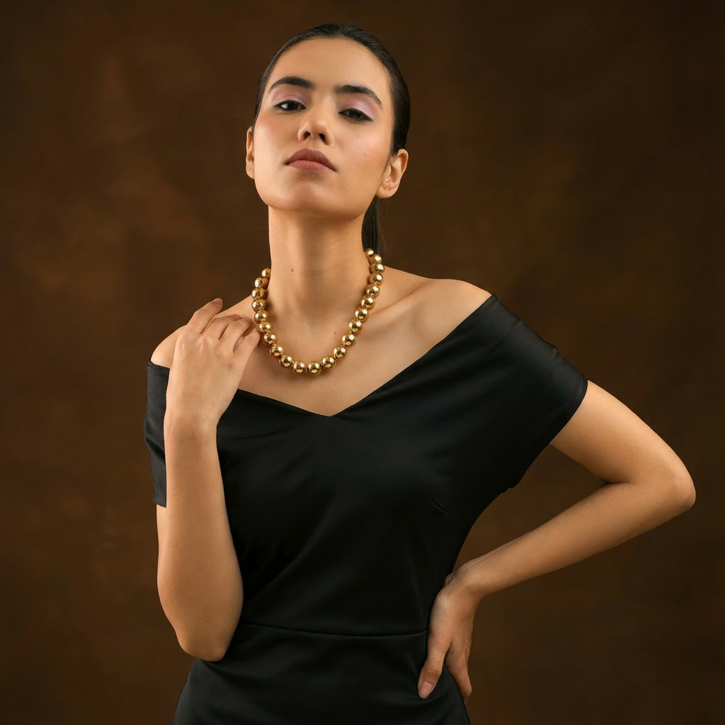 Gold Pearl Statement Necklace