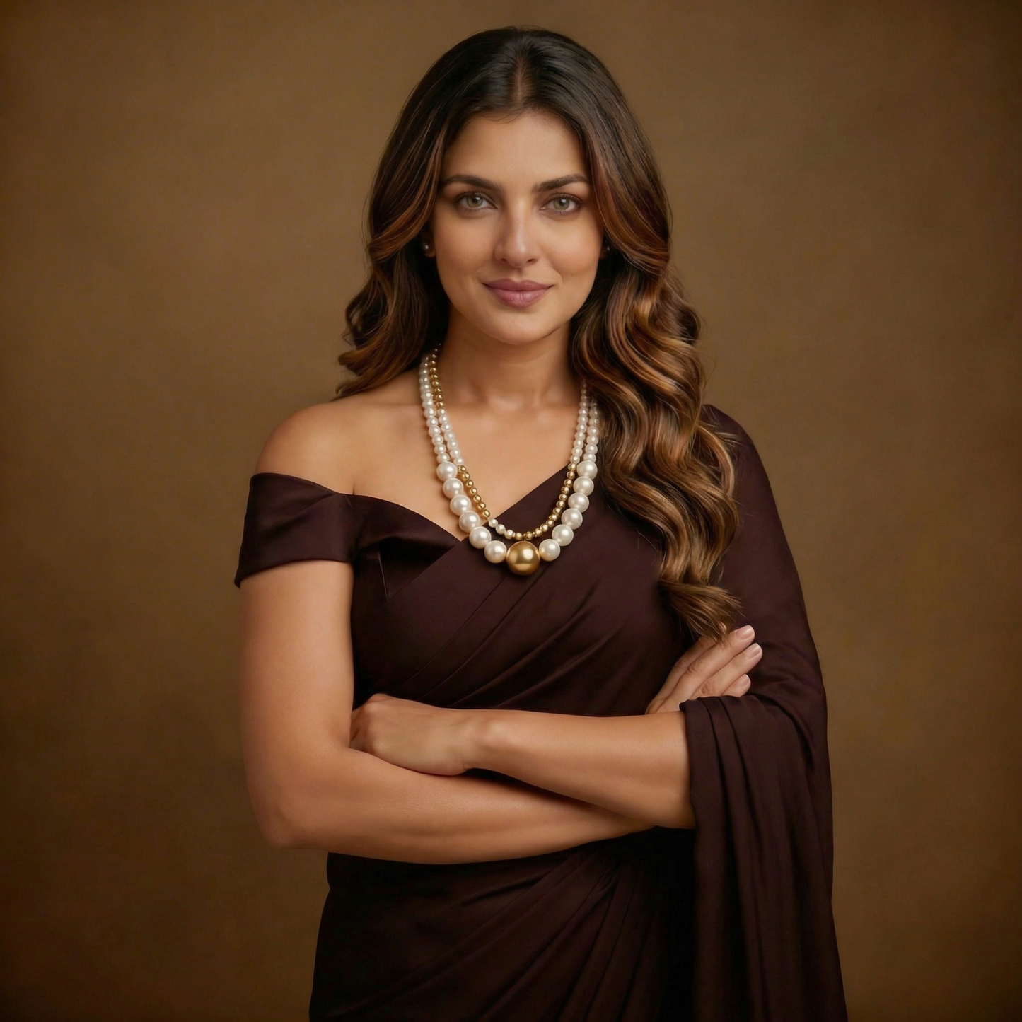 Luxury White Pearl & Gold Double Layer Necklace