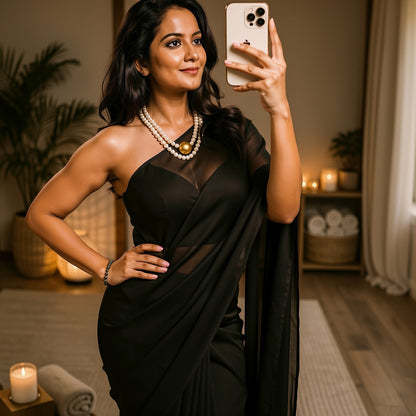 Golden Center Pearl Necklace with White Pearl Strand