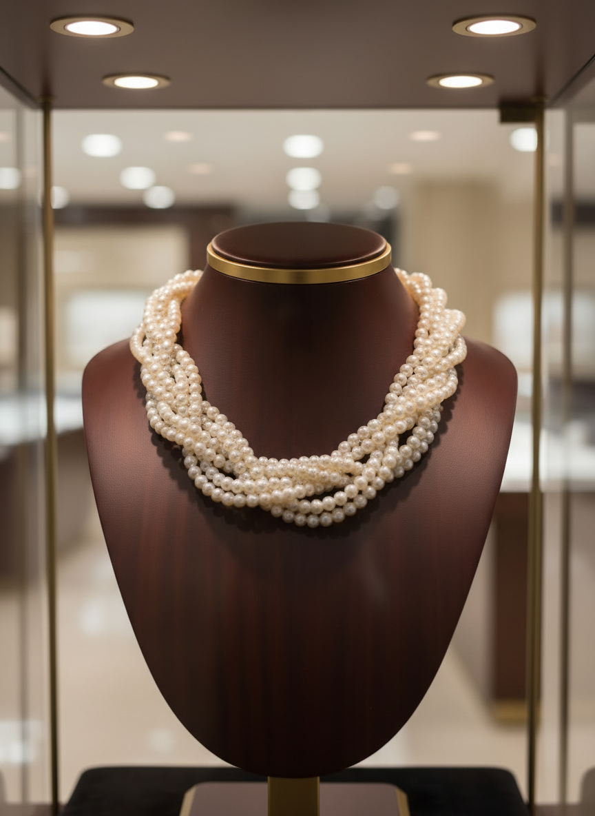 Six-Strand Ivory Pearl Necklace | Adjustable Handmade Classic