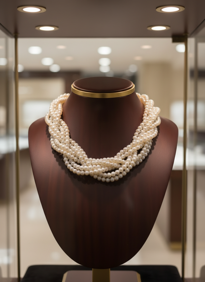 Six-Strand Ivory Pearl Necklace | Adjustable Handmade Classic