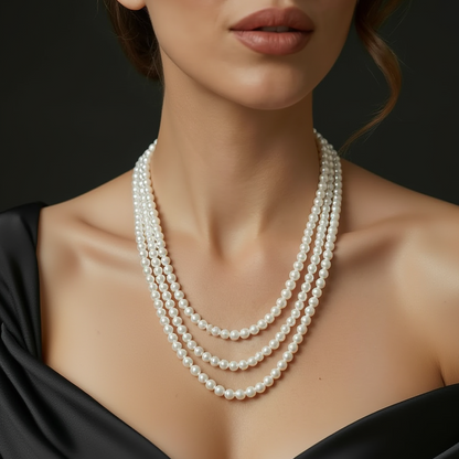 Triple Layer Artificial Pearl Necklace for Women