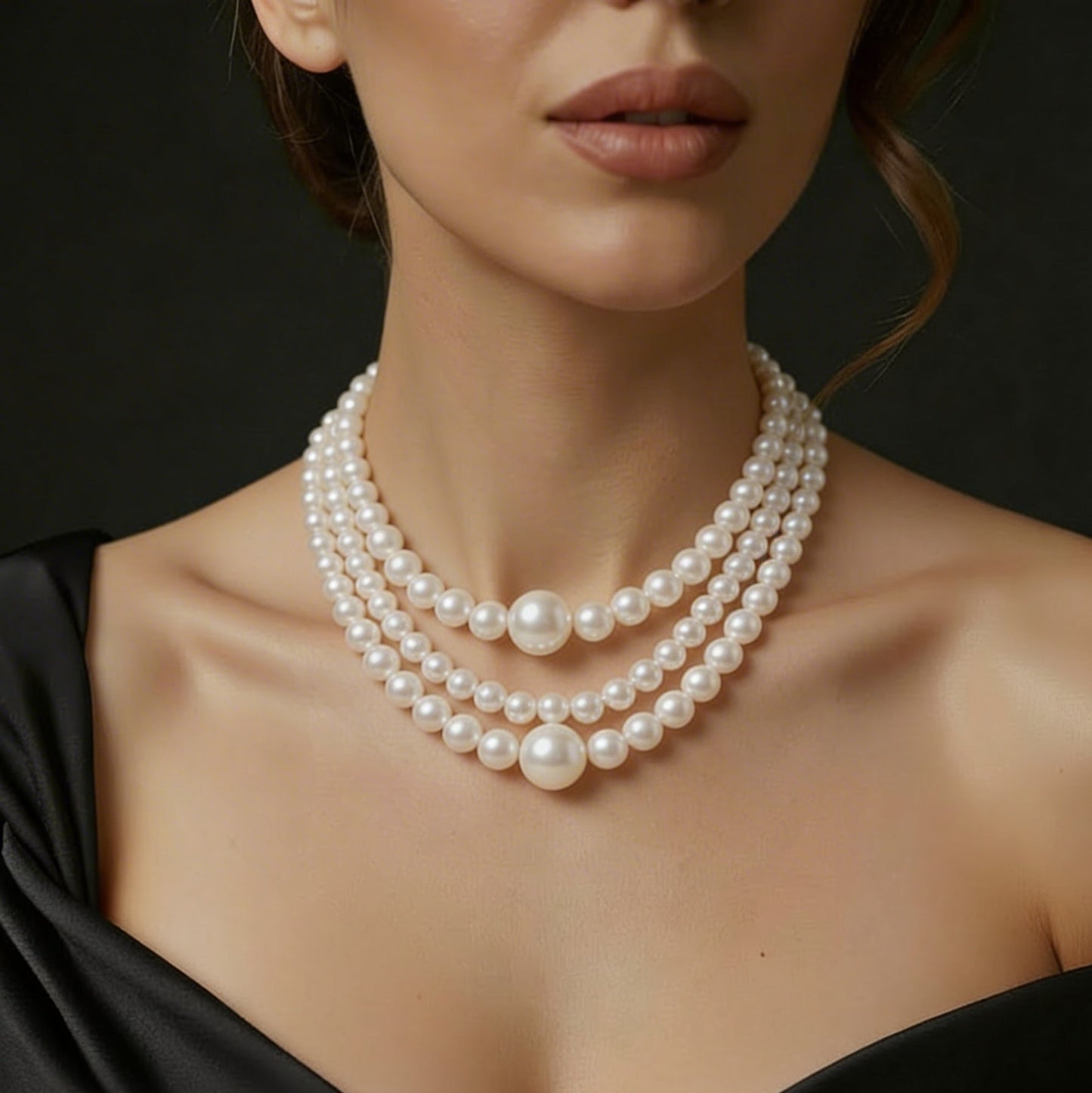 Classic Triple Strand Pearl Necklace