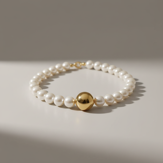 Golden Focus Graduated Pearl Necklace