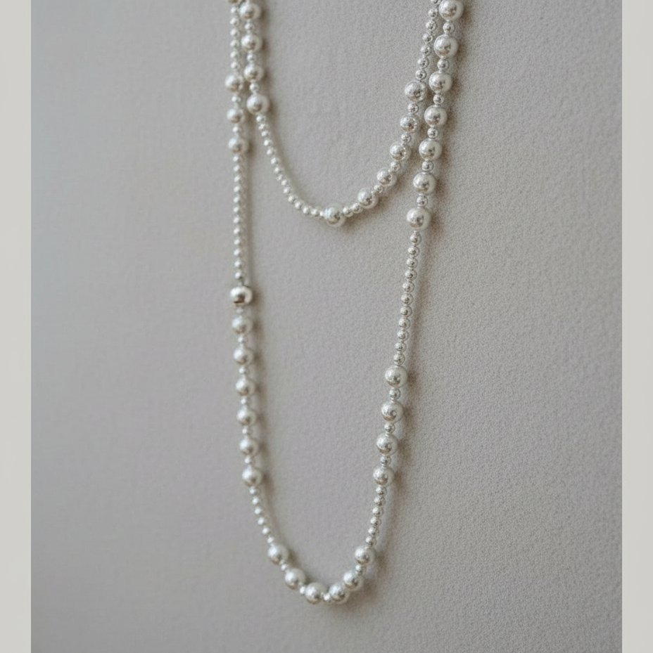 Pure Grace Long White Pearl Necklace
