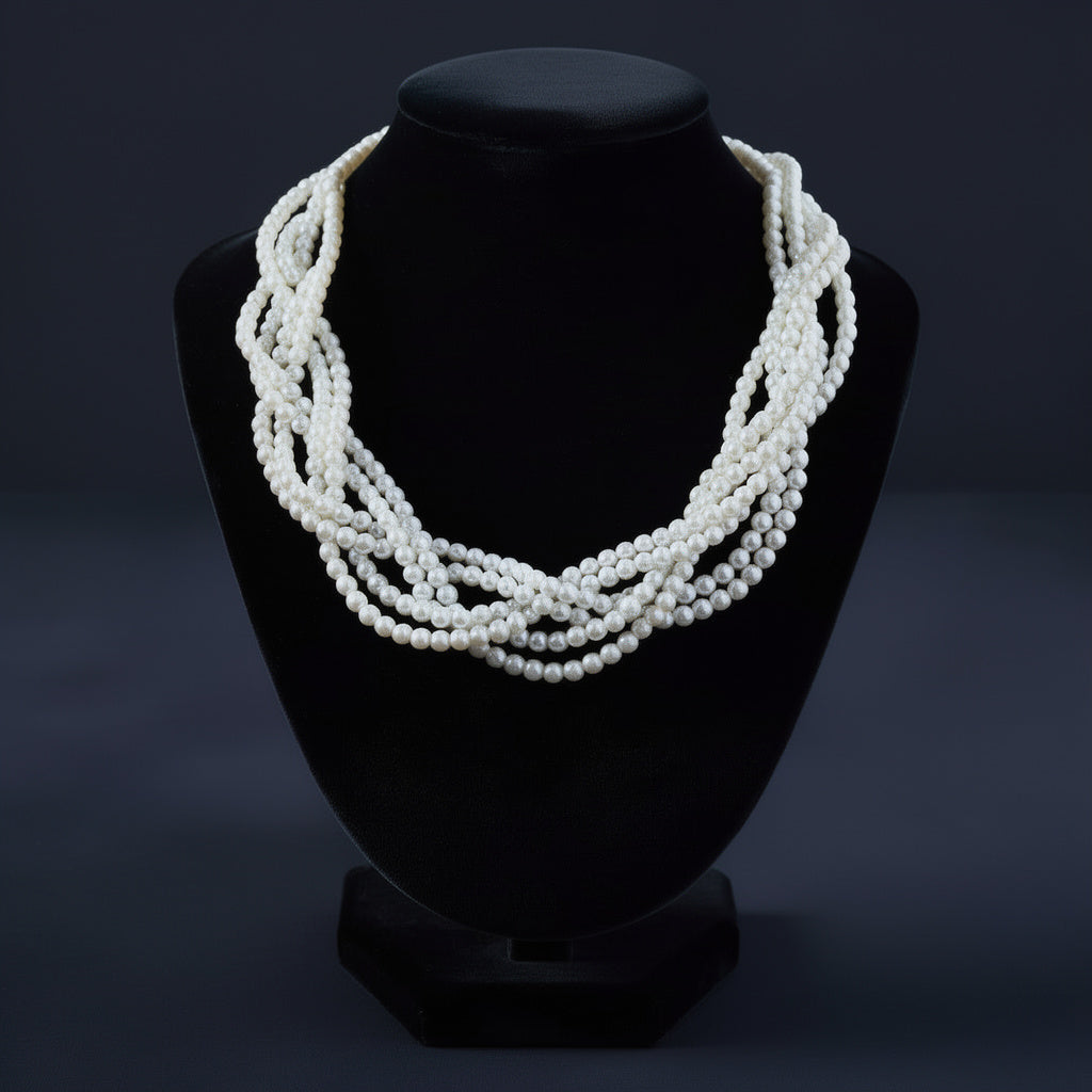 Six-Strand Ivory Pearl Necklace | Adjustable Handmade Classic