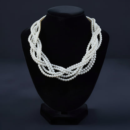 Six-Strand Ivory Pearl Necklace | Adjustable Handmade Classic
