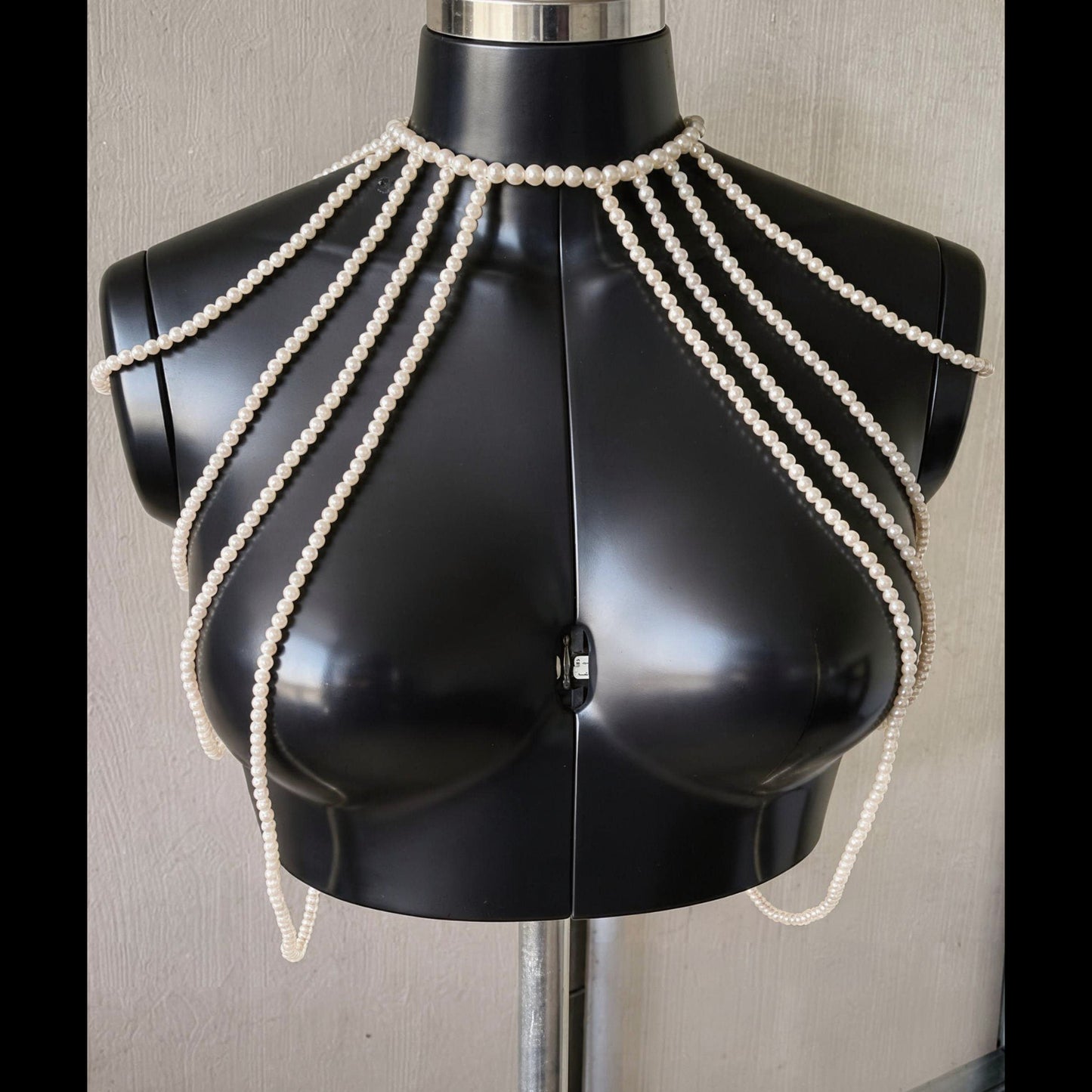 Luxury Pearl Shoulder Drape Necklace - Bridal Multi-Layer Body Jewelry with Cascading Pearls