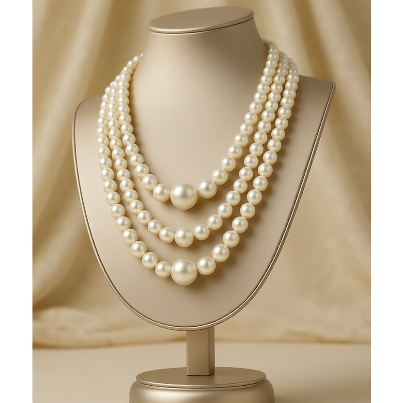 Classic Triple Strand Pearl Necklace