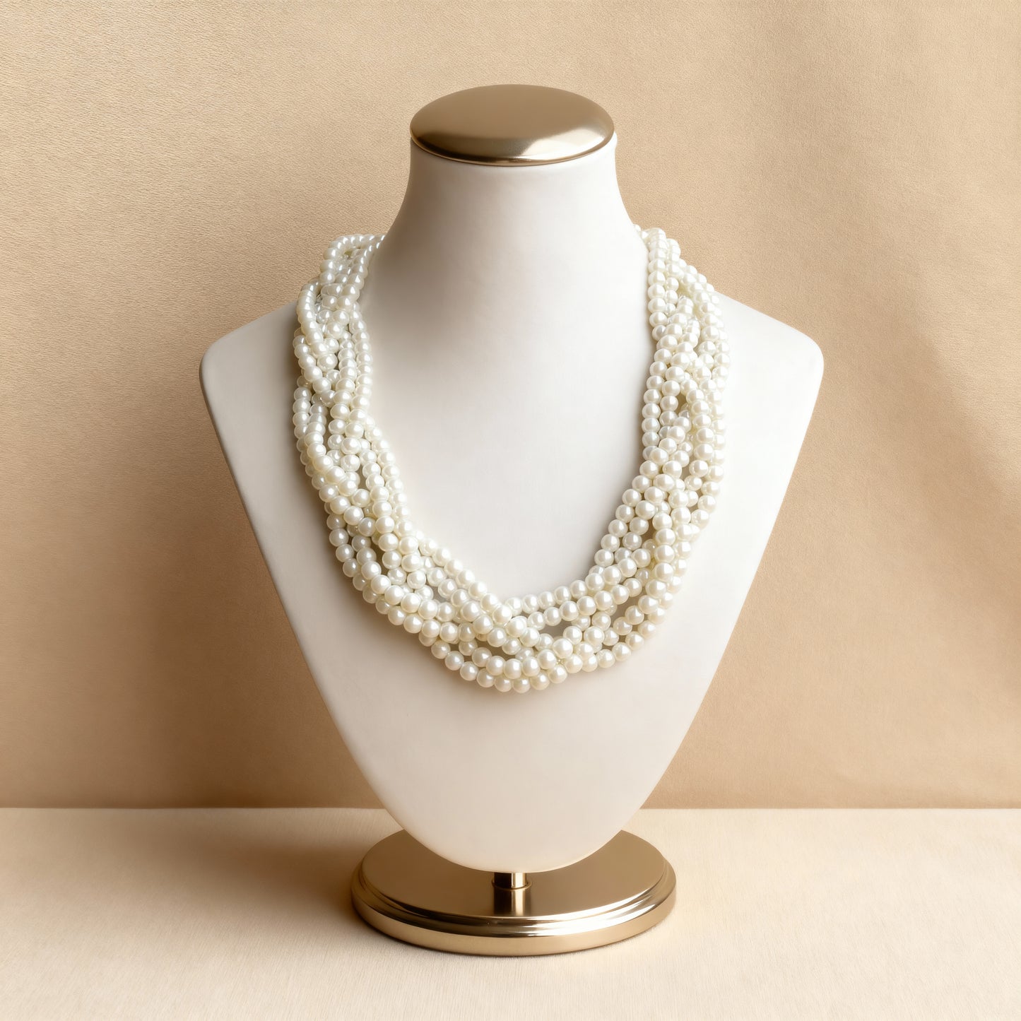 Six-Strand Ivory Pearl Necklace | Adjustable Handmade Classic
