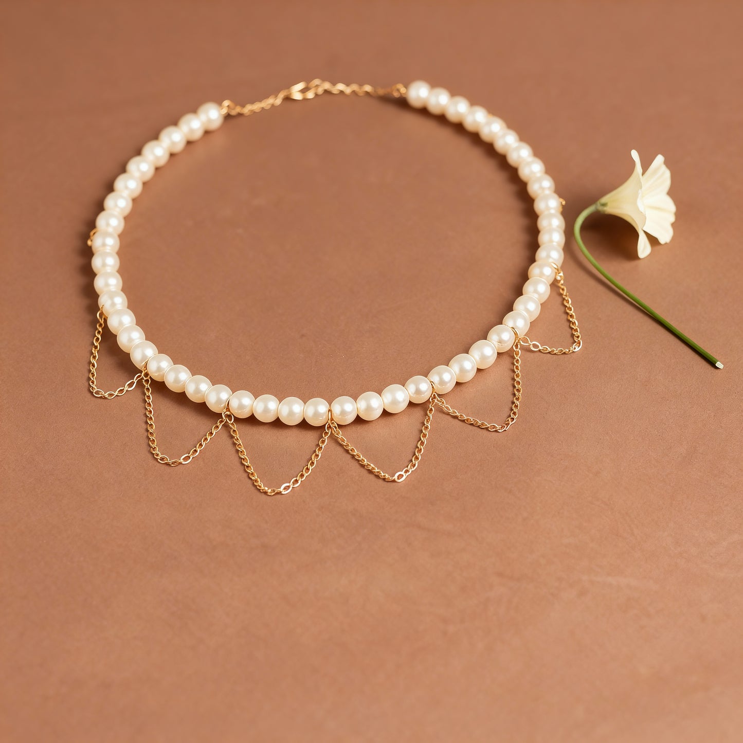 Pearl Chain Choker Necklace