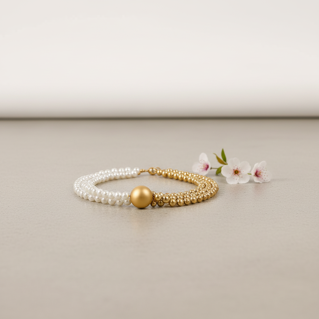 Eternal Radiance White & Gold Pearl Choker