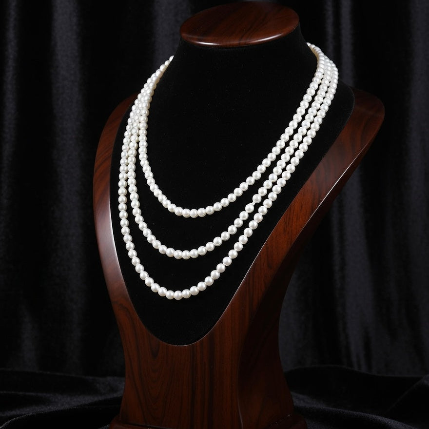 Triple Layer Artificial Pearl Necklace for Women