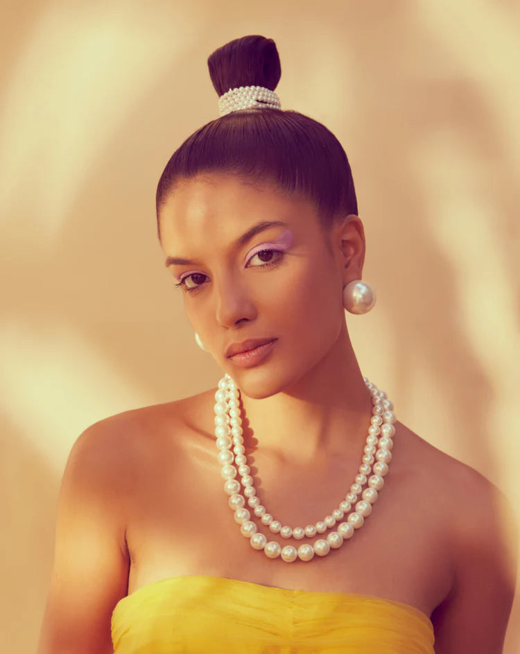 Double Strand White Pearl Necklace – Classic Layered Elegance