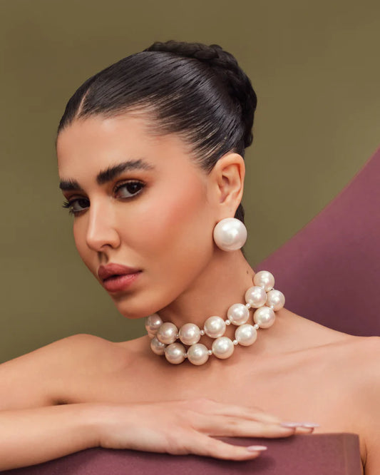 Statement Pearl Necklace with Center Mini Pearl – Handmade Beauty