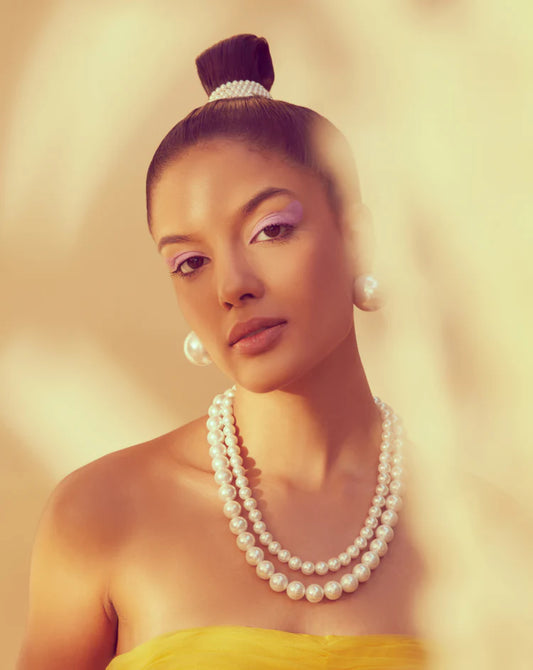 Double Strand White Pearl Necklace – Classic Layered Elegance