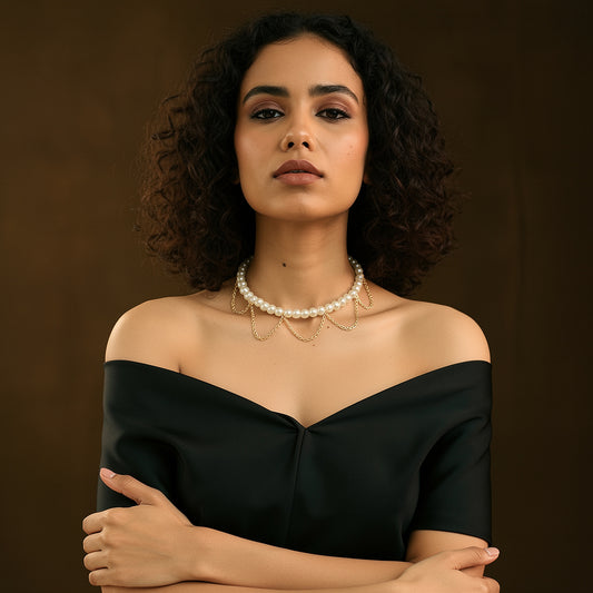 Handcrafted Pearl Chain Necklace for Women