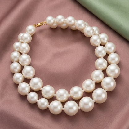 Statement Pearl Necklace with Center Mini Pearl – Handmade Beauty (Without earring)