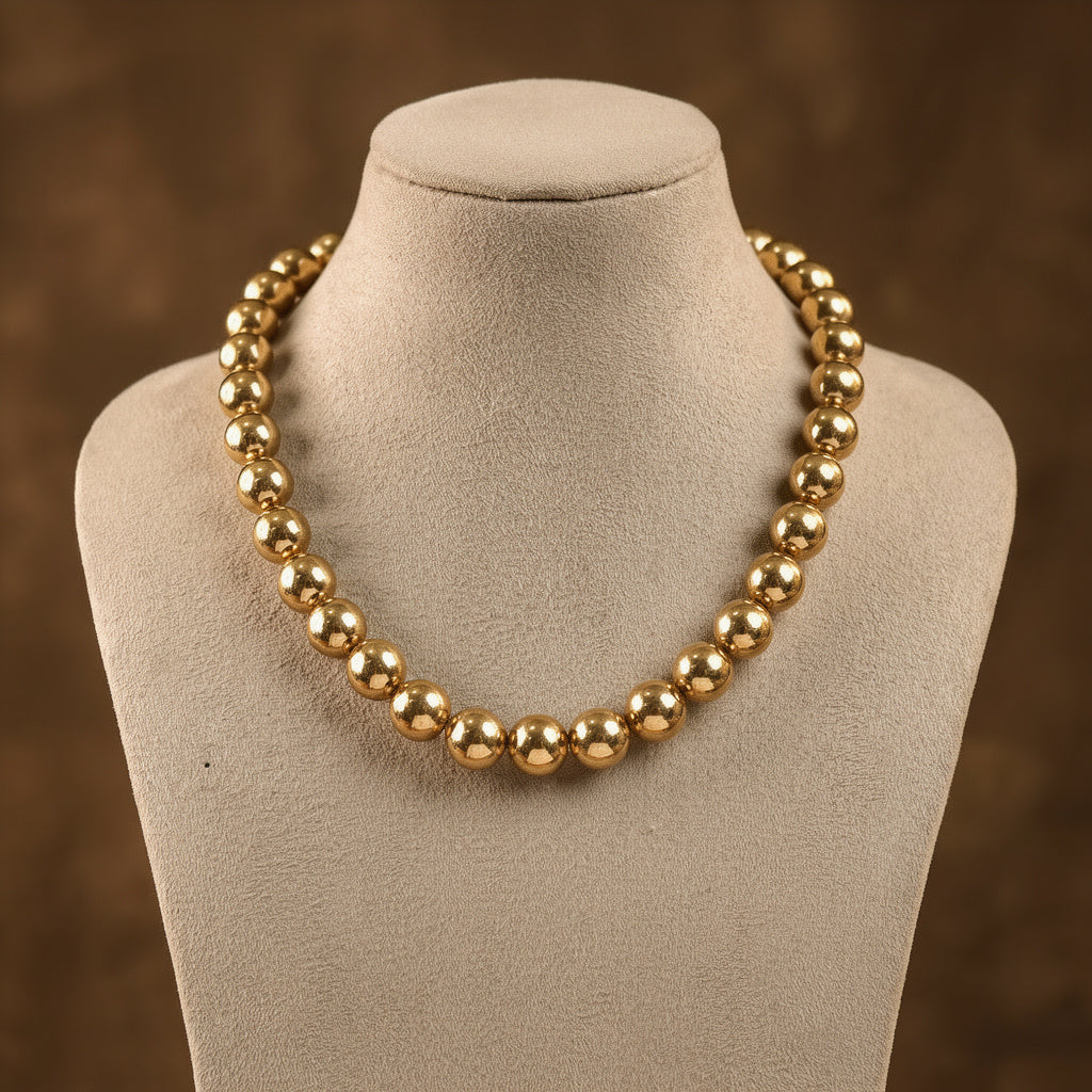 Gold Pearl Statement Necklace