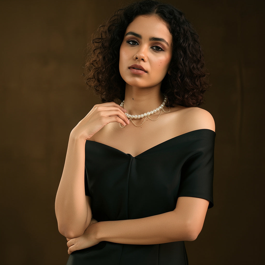 Pearl Chain Choker Necklace