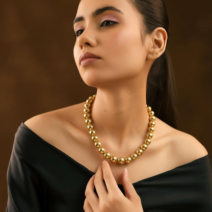 Gold Pearl Statement Necklace