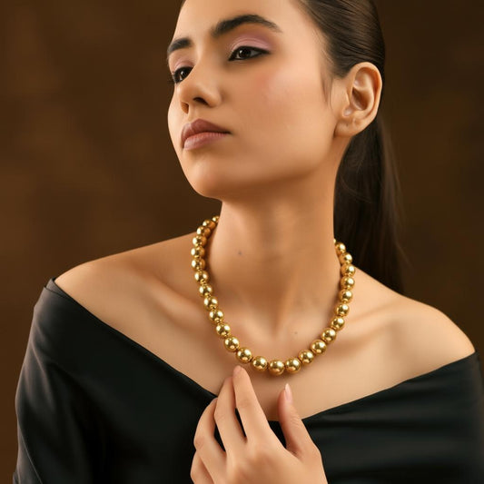 Gold Pearl Statement Necklace